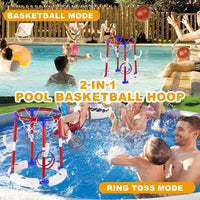 2-in-1 Poor Toy Basketball & Ring Toss Game with 4 Balls, 6 Rings&Pump, Summer Pool Toys Outdoor Water Fun Family Party for Age 3-12 Quick Pick Grocers