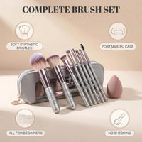 Travel Makeup Brush Set BS-MALL14 PCS Professional Makeup Brushes with Case & Sponge for Foundation, Concealer, Powder, Blush & Eyeshadow, Soft Synthetic Brush Kit for Women, Beginners & Travelers Quick Pick Grocers