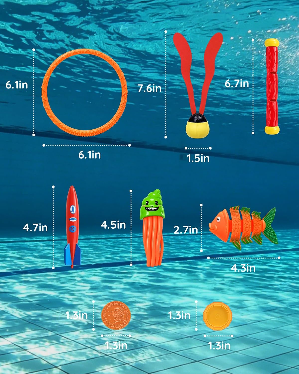 Click to see full view 31Pcs Swim Dive Toys Pool Games Outdoor Water Essential Bath Accessories for Kid Toddler Baby Toy Age 3 4 5 6 7 8 9 10 11 12 Year Old Cool Girl Boy Stuff Fun Summer Gift Quick Pick Grocers