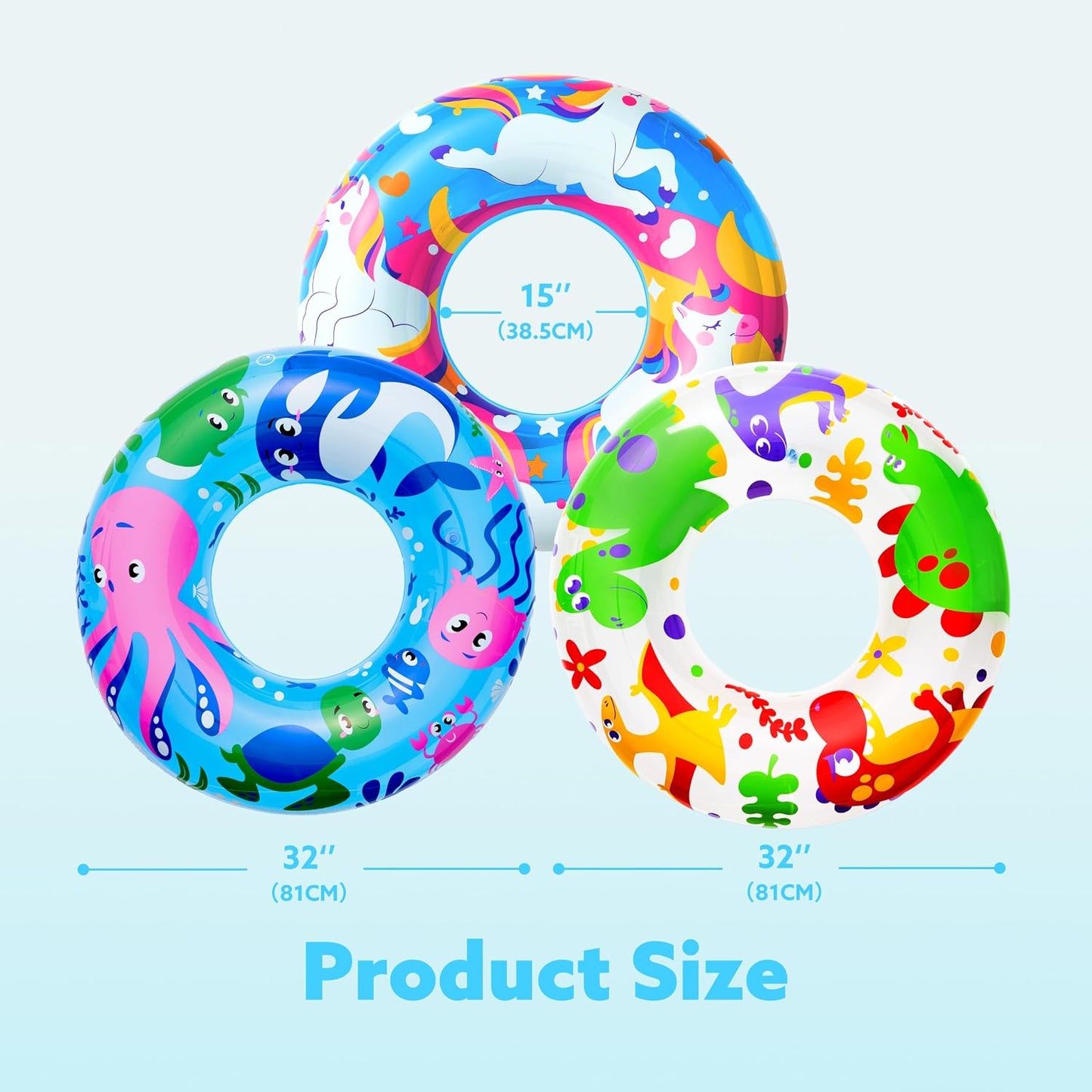 JOYIN 3 Pack Pool Floats, Pool Tube for Kids Swim Rings Inflatable Tubes, Floatie Ring Water Toys for Swimming, Summer Beach Party Quick Pick Grocers