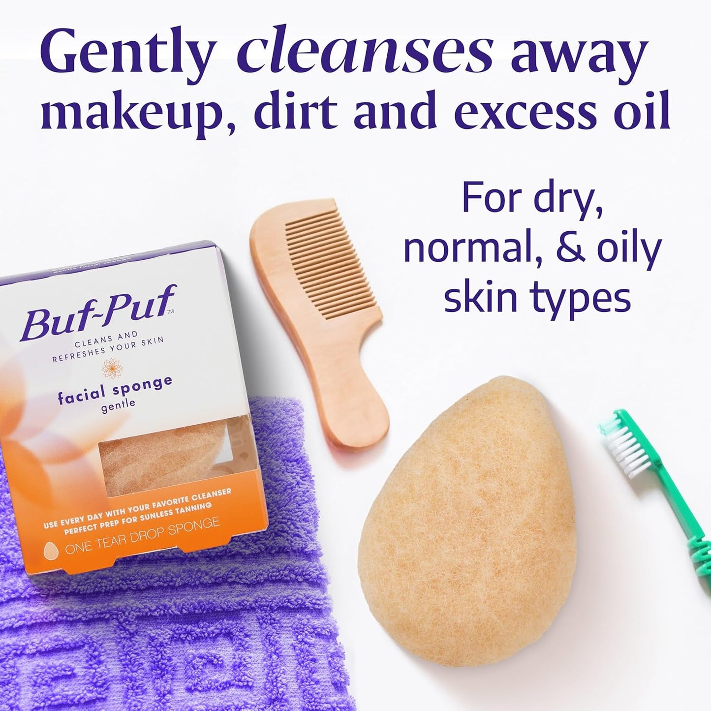 Buf-Puf Gentle Facial Sponge | Dermatologist Developed | Exfoliating | Reusable Quick Pick Grocers