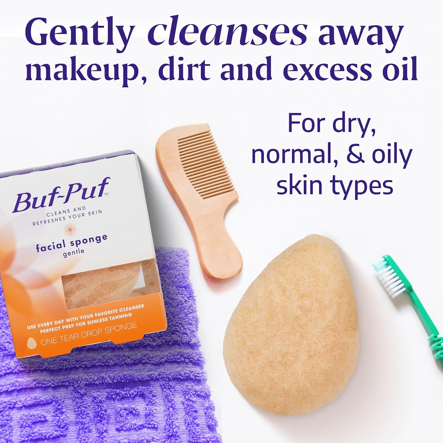 Buf-Puf Gentle Facial Sponge | Dermatologist Developed | Exfoliating | Reusable Quick Pick Grocers