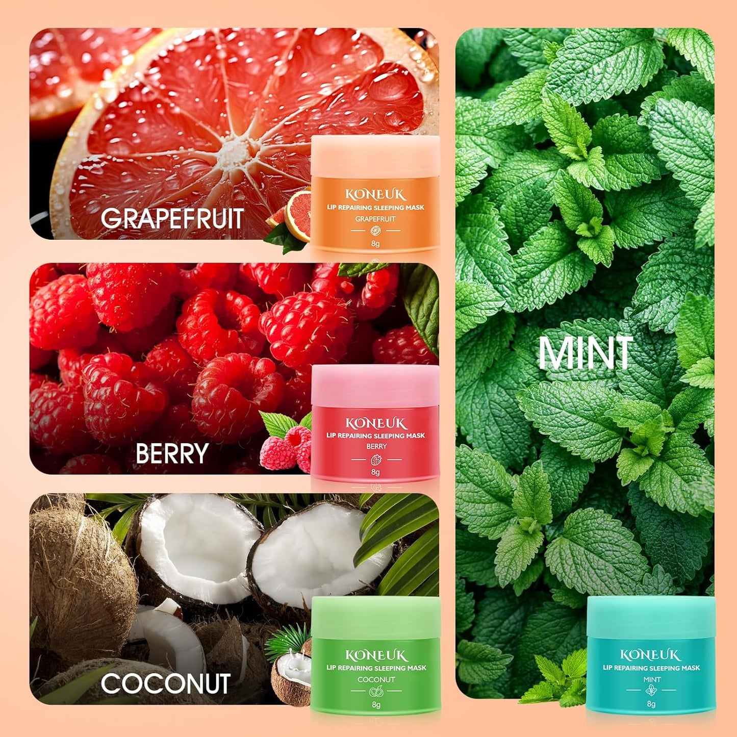 12 Pack Lip Sleeping Mask Set, Overnight Lip Treatment, Nourish and Hydrate Lip Mask With Vitamin C and Coconut Oil, Lip Balm for Dry Lips, Reduce Lip Lines and Improve Lip Color Quick Pick Grocers