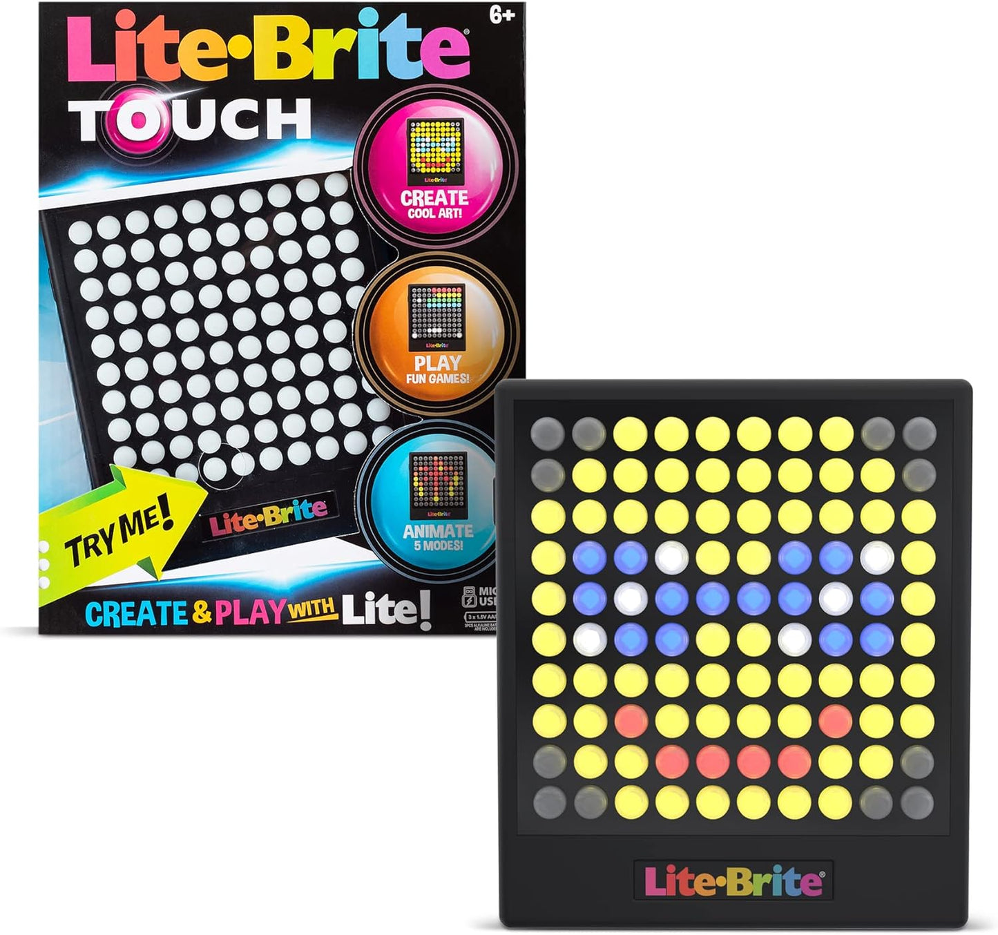 Lite-Brite Touch - Create, Play and Animate - Light Up Portable Stem Sensory Learning Toy, Creative Art Stem Toy for Girls, Boys, Unisex, Toddler, Holiday, Birthday, Gift, Ages 6+ Quick Pick Grocers