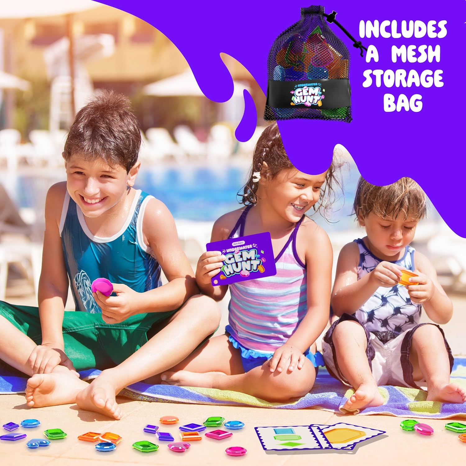 Dan&Darci Pool Gem Hunt Diving Game for Kids - Pools Toys for Kid Ages 6 7 8 9 10 11 12 Year Old - Water Games Swimming Dive Toy - Gifts for Girls, Boy Ages 6-8, 8-12, Summer Fun Quick Pick Grocers