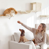 FUKUMARU Cat Wall Shelves, Stable & Safe 4 in 1 Cat Walls Furniture Set, Wooden Kitten Climbing Wall with Scratching Post for 16 Inch Drywall Quick Pick Grocers