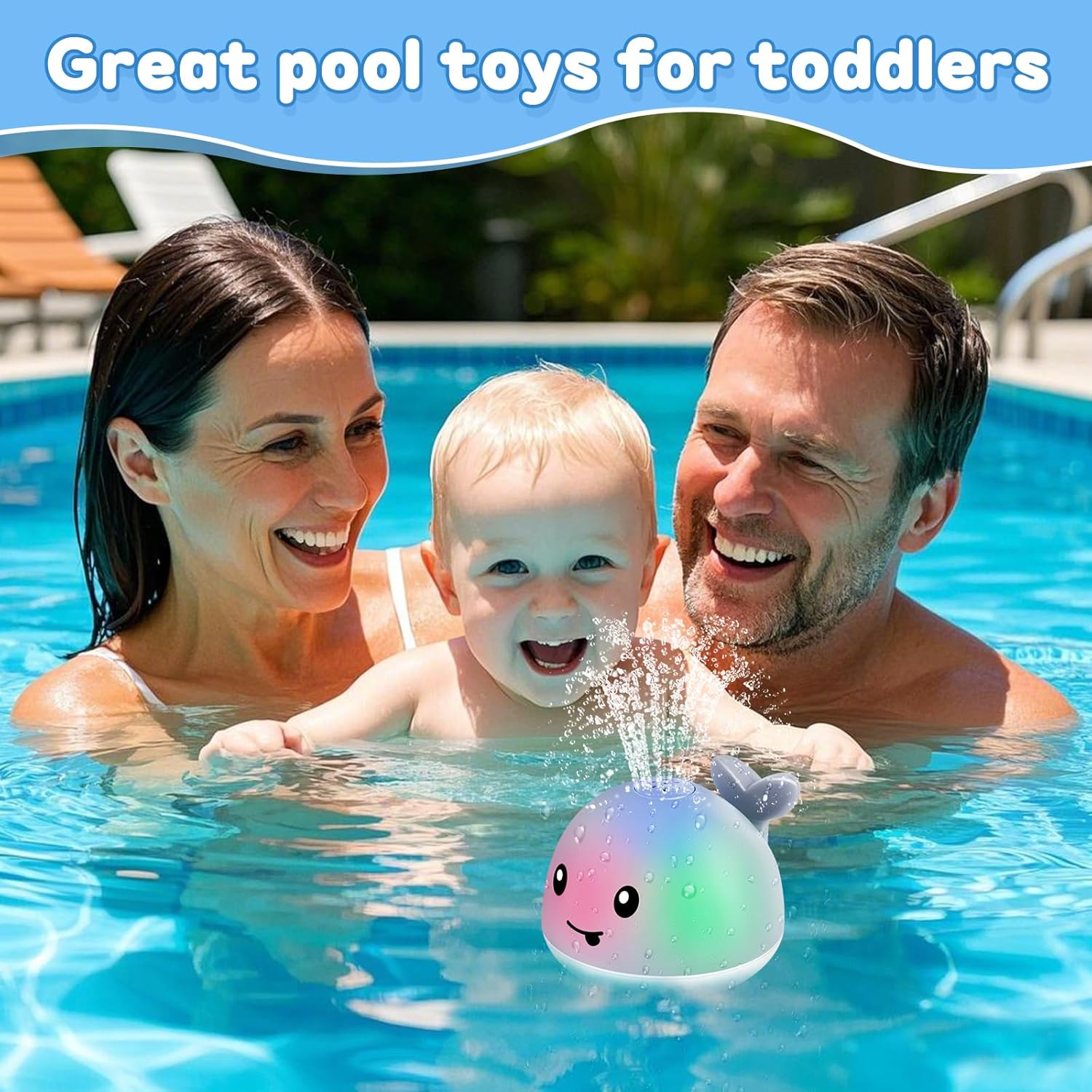 ANGGIKO Baby Bath Toys, Pool Water Table Toy for Babies, Toddler Bath Toys for Kids Ages 1-3, Light Up Whale Bath Toy Sprinkler 1 Year Old Boy Girl Gift Summer Bathtub Fountain Baby Toy 6-12-18 Months Quick Pick Grocers