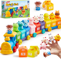 Play-Act Learning Toy for Toddlers 1 2 3 Years Old, Counting, Matching & Sorting Montessori Learning Farm Train Including 9 Farm Animals, Birthday Gift for Baby Boys Girls Quick Pick Grocers