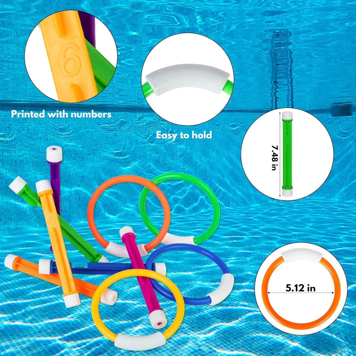 Korlon Tec Underwater Pool Toys for Kids Ages 4-8 8-12, Summer Training Swim Pool Diving Toys Set for Fun Water Games Quick Pick Grocers