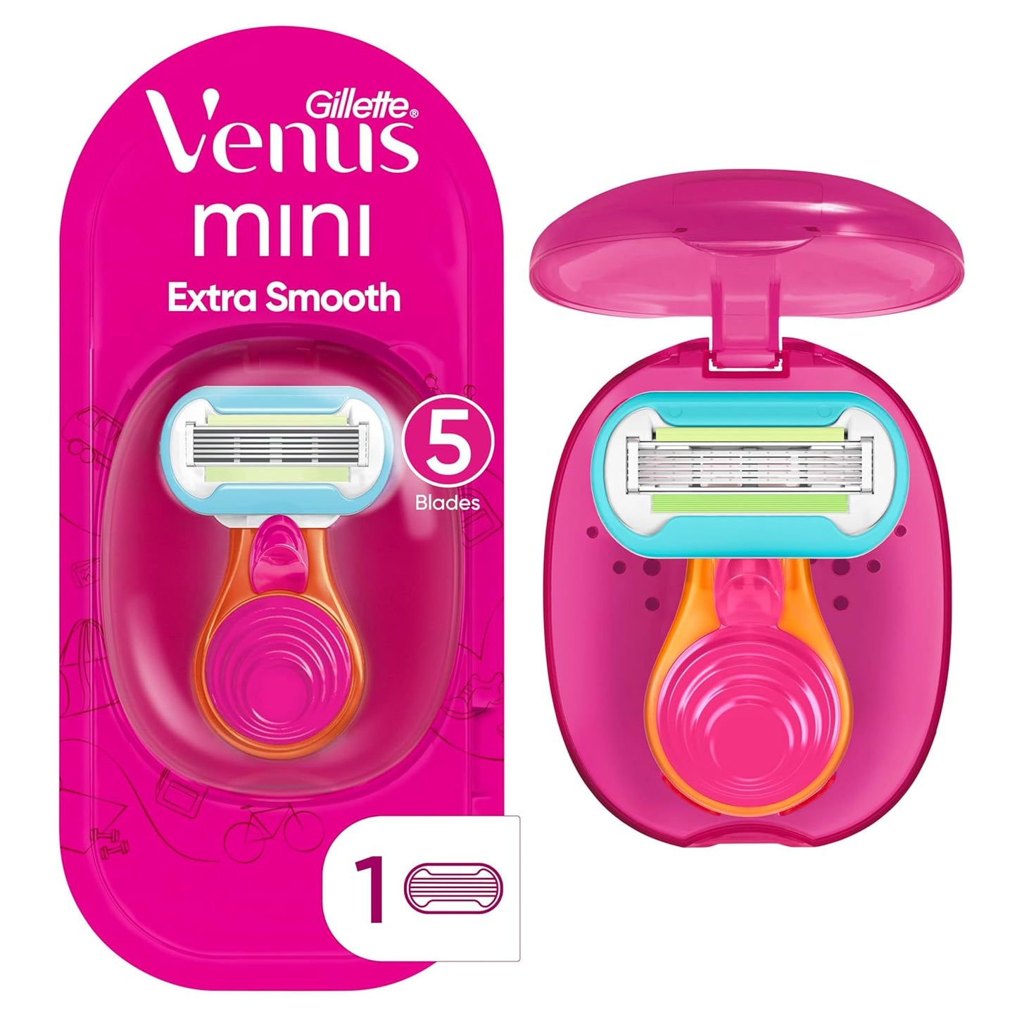 Gillette Venus Extra Smooth Travel Razor Kit for Women, Mini Handle + Refill + Case Quick Pick Grocers