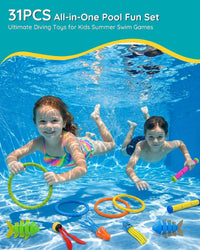 Click to see full view 31Pcs Swim Dive Toys Pool Games Outdoor Water Essential Bath Accessories for Kid Toddler Baby Toy Age 3 4 5 6 7 8 9 10 11 12 Year Old Cool Girl Boy Stuff Fun Summer Gift Quick Pick Grocers