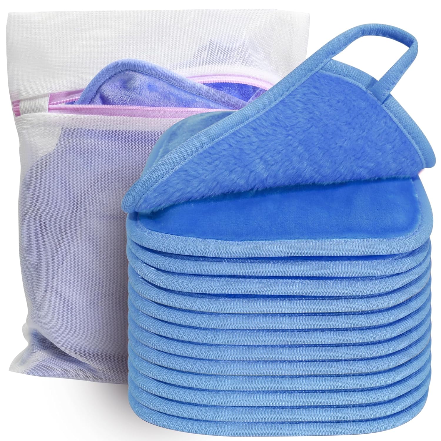 KODAMO Makeup Remover Cloth, 12 Pack Reusable Makeup Remover Towels with Washable Travel Bag, Microfiber Face Wash Cloths for Women All Skin Types Quick Pick Grocers