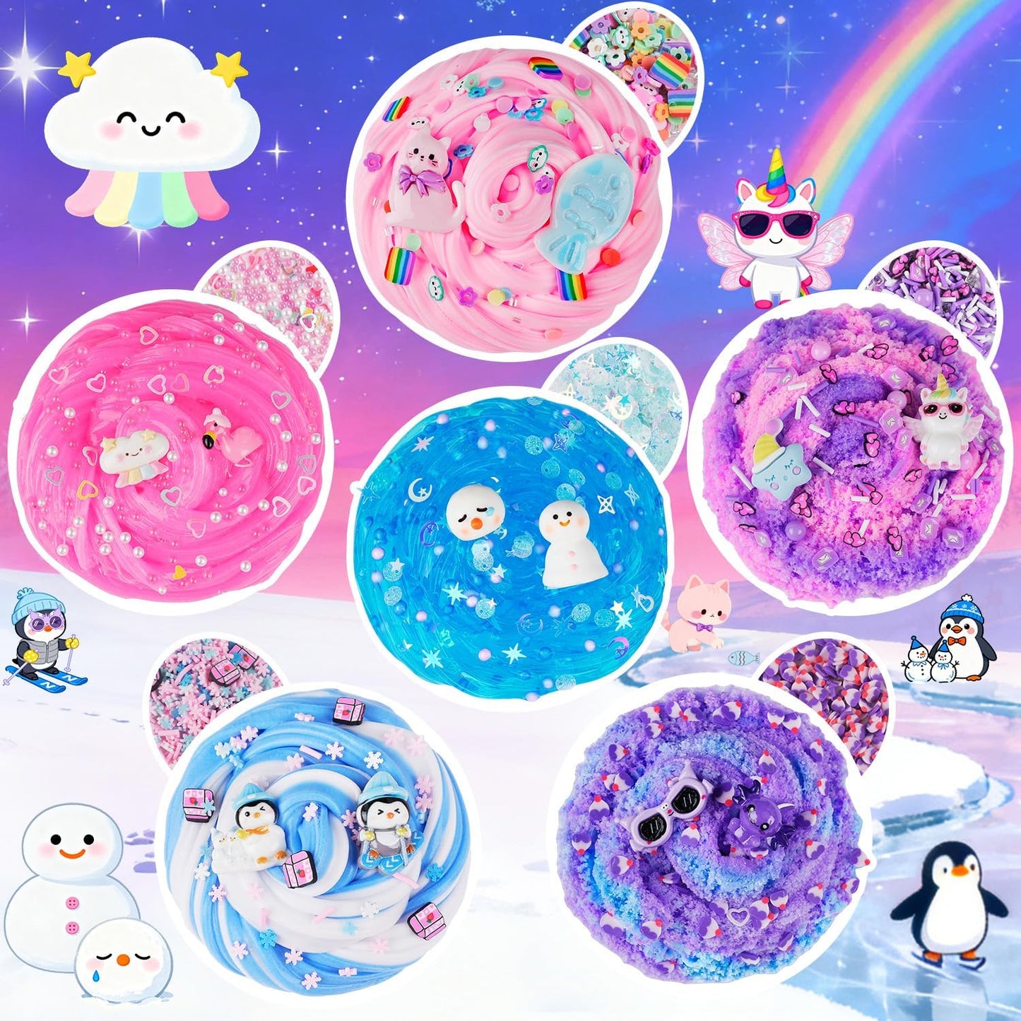 Cloud Slime kit for Girls Ages 8-12, Toys for Girls and Boys, for Kids Slime Set Party kit Goodie Bag Stuffers, 4 5 6 7 8 9 10 Year Old Girl Birthday Gift Cute Stuff Quick Pick Grocers