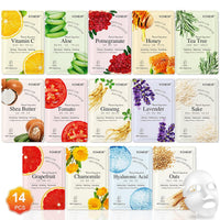 KONEUK 14 Pack Sheet Face Masks Skincare, Hydrating Face Masks Suitable for Dry Skin, Bulk Facial Mask Set for Women Skin Care, Face Mask Gifts Set for Face Spa Quick Pick Grocers