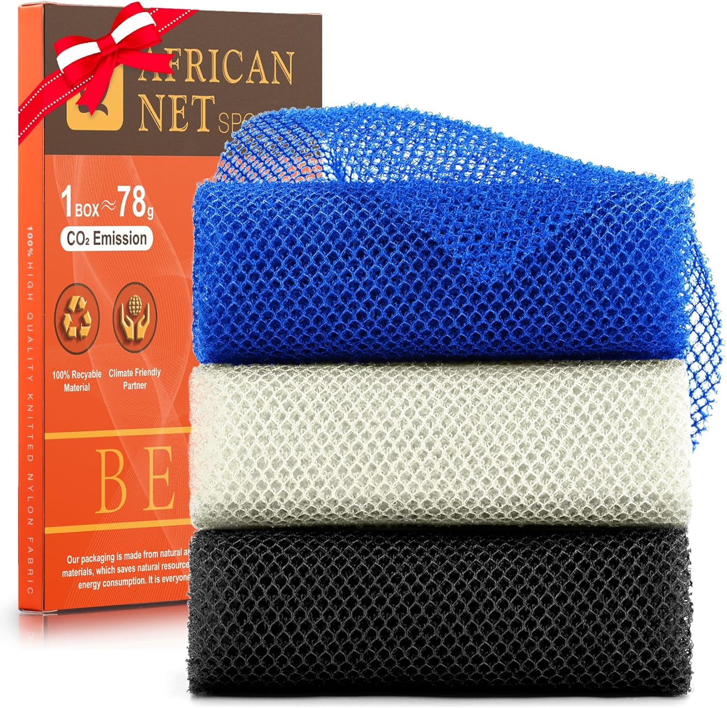African Bath Sponge African Net Long Net Bath Sponge Exfoliating Shower Body Scrubber Back Scrubber Skin Smoother,Great for Daily Use Quick Pick Grocers