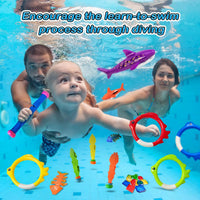 Jasonwell Pool Diving Toys Games - Swimming Pool Toys with Dive Sticks and Rings Underwater Treasures Torpedo Bandits Fish Toy etc Fun Water Swim Toy for Boys Girls Adults Kids Teens Quick Pick Grocers