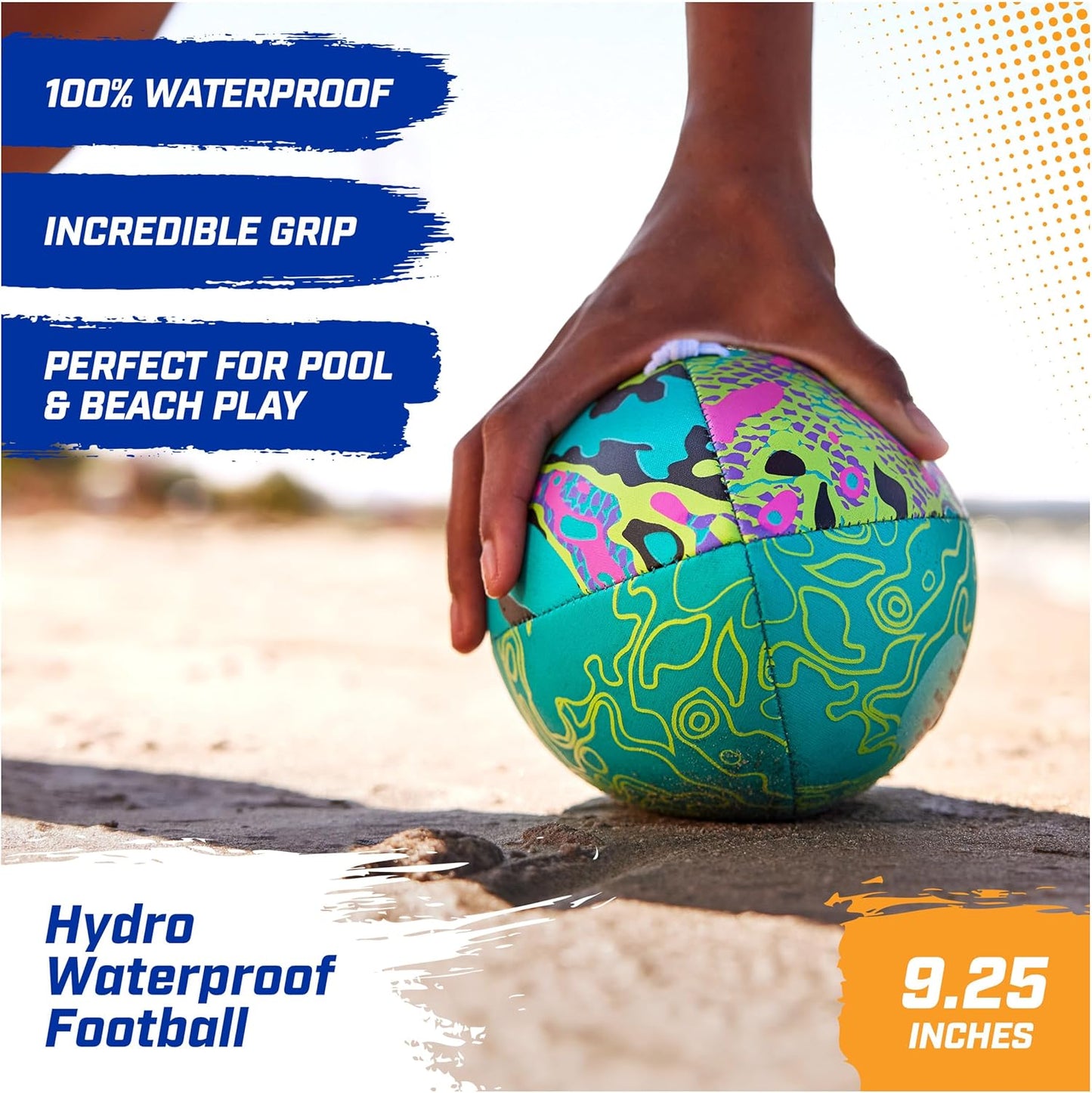 Swimways Hydro Waterproof Football, Outdoor Games for Adults and Kids, Swimming Pool Accessories and Pool Party Games,9.25 Inches Quick Pick Grocers