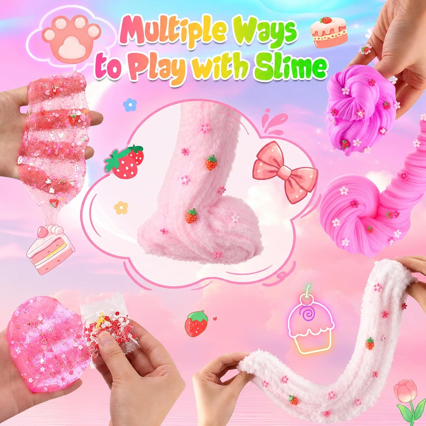 Cloud Slime kit for Girls Ages 8-12, Toys for Girls and Boys, for Kids Slime Set Party kit Goodie Bag Stuffers, 4 5 6 7 8 9 10 Year Old Girl Birthday Gift Cute Stuff Quick Pick Grocers