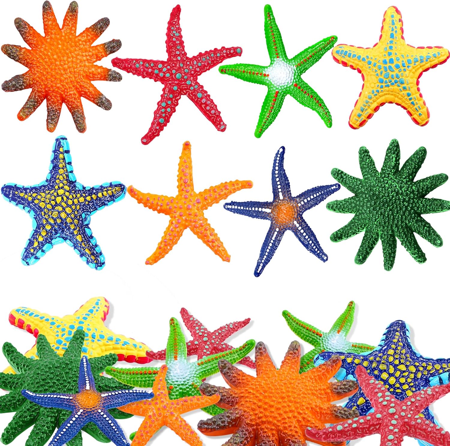 YUJUN 16 Pieces Big Diving Pool Toys, Beach Colorful Starfish Summer Swimming Underwater Pool Toys Soft Rubber Dive Throw for Kids Birthday Swimming Pool Party Favors Fish Tank Stuffer (2 Sizes) Quick Pick Grocers
