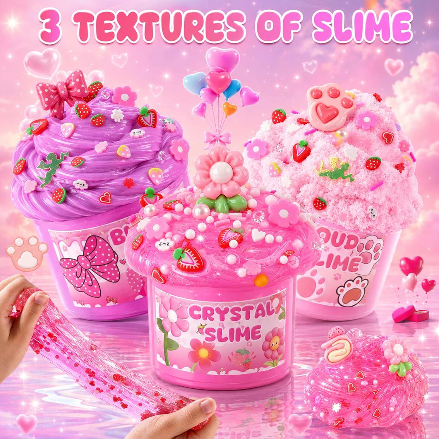 Cloud Slime kit for Girls Ages 8-12, Toys for Girls and Boys, for Kids Slime Set Party kit Goodie Bag Stuffers, 4 5 6 7 8 9 10 Year Old Girl Birthday Gift Cute Stuff Quick Pick Grocers