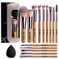 Travel Makeup Brush Set BS-MALL14 PCS Professional Makeup Brushes with Case & Sponge for Foundation, Concealer, Powder, Blush & Eyeshadow, Soft Synthetic Brush Kit for Women, Beginners & Travelers Quick Pick Grocers