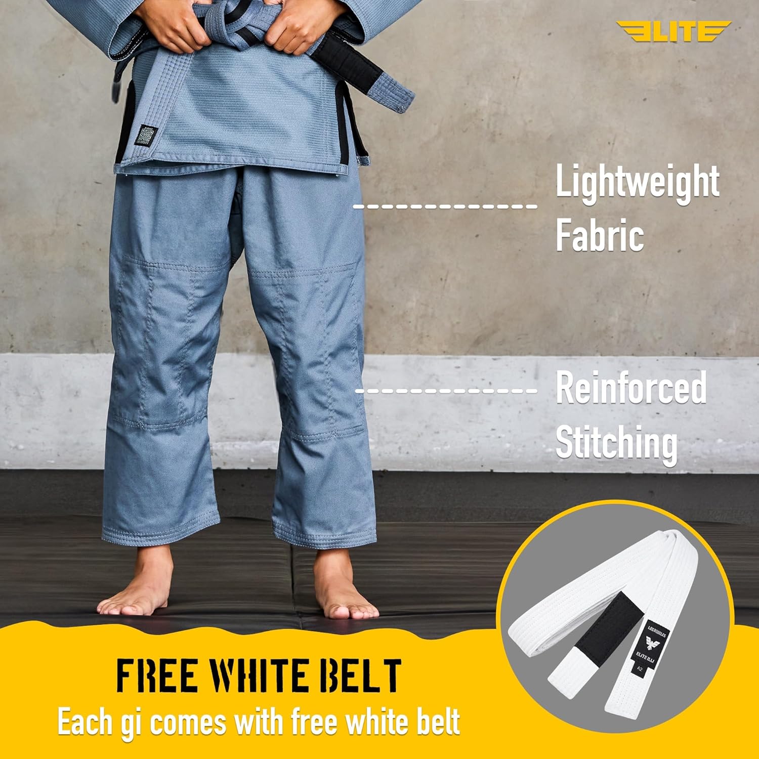 Elite Sports IBJJF Ultra Light BJJ Brazilian Jiu Jitsu Gi for Kids with Preshrunk Fabric and Free Belt Quick Pick Grocers
