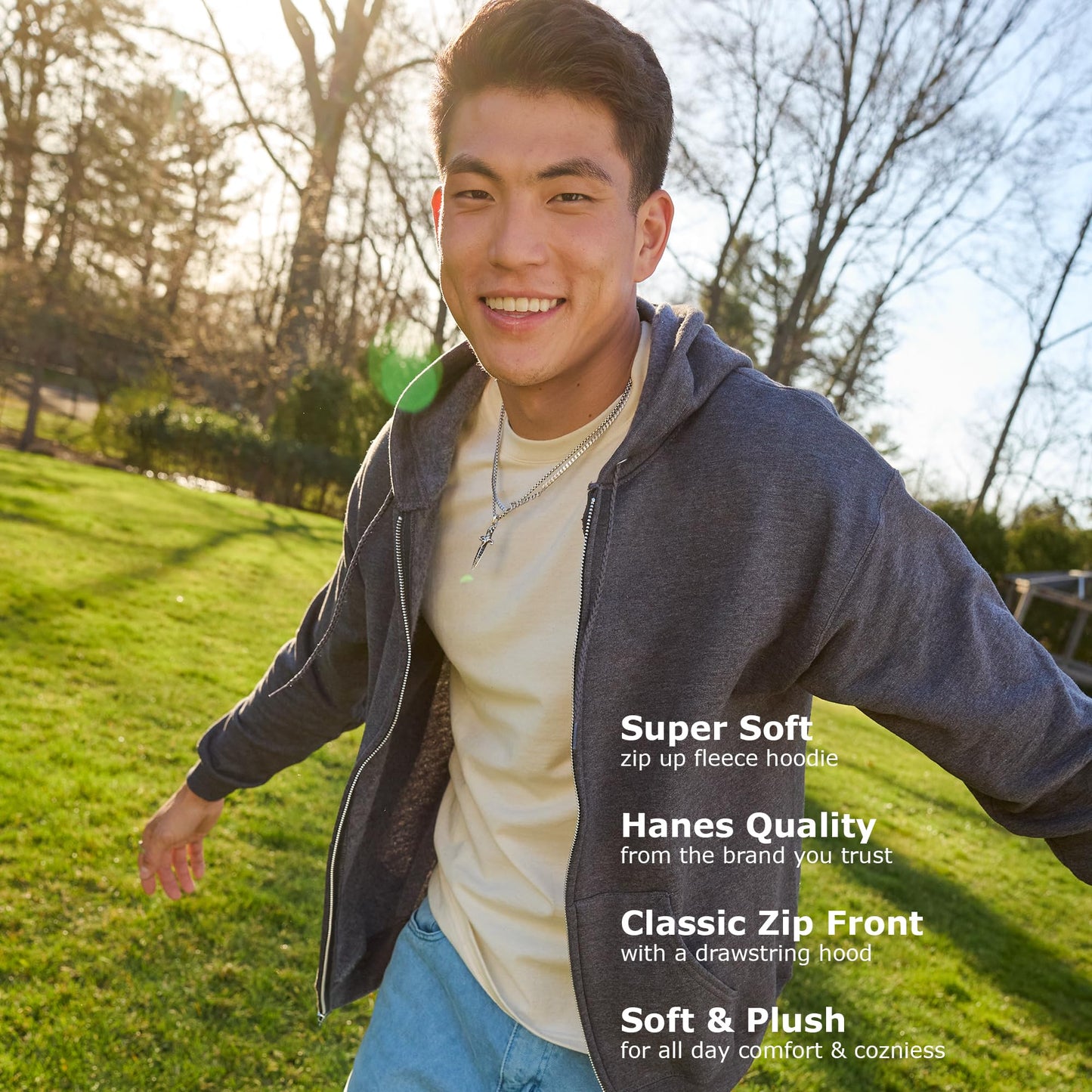 Hanes Men's Full-Zip Eco-Smart Hoodie, Light Blue, XX-Large Econic Blanks