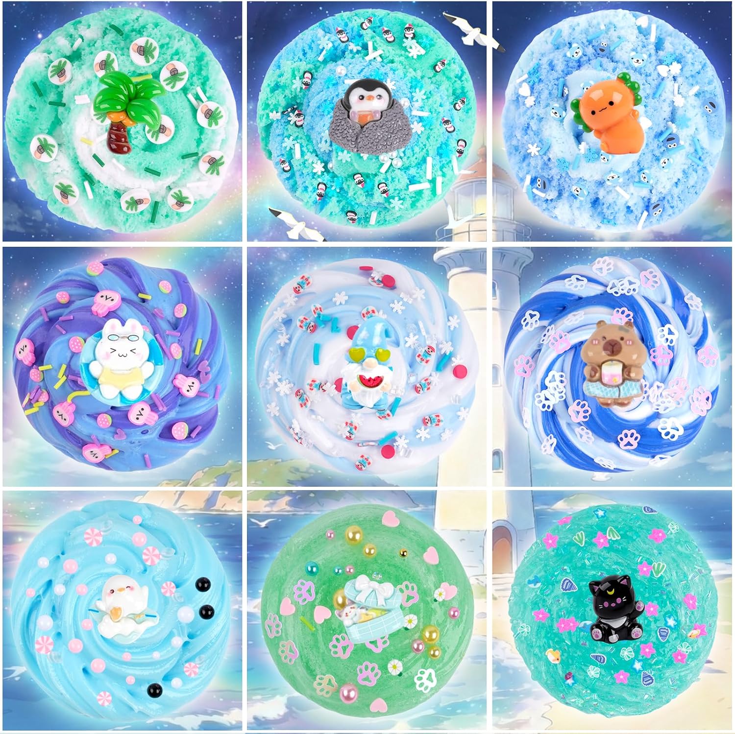 Cloud Slime kit for Girls Ages 8-12, Toys for Girls and Boys, for Kids Slime Set Party kit Goodie Bag Stuffers, 4 5 6 7 8 9 10 Year Old Girl Birthday Gift Cute Stuff Quick Pick Grocers