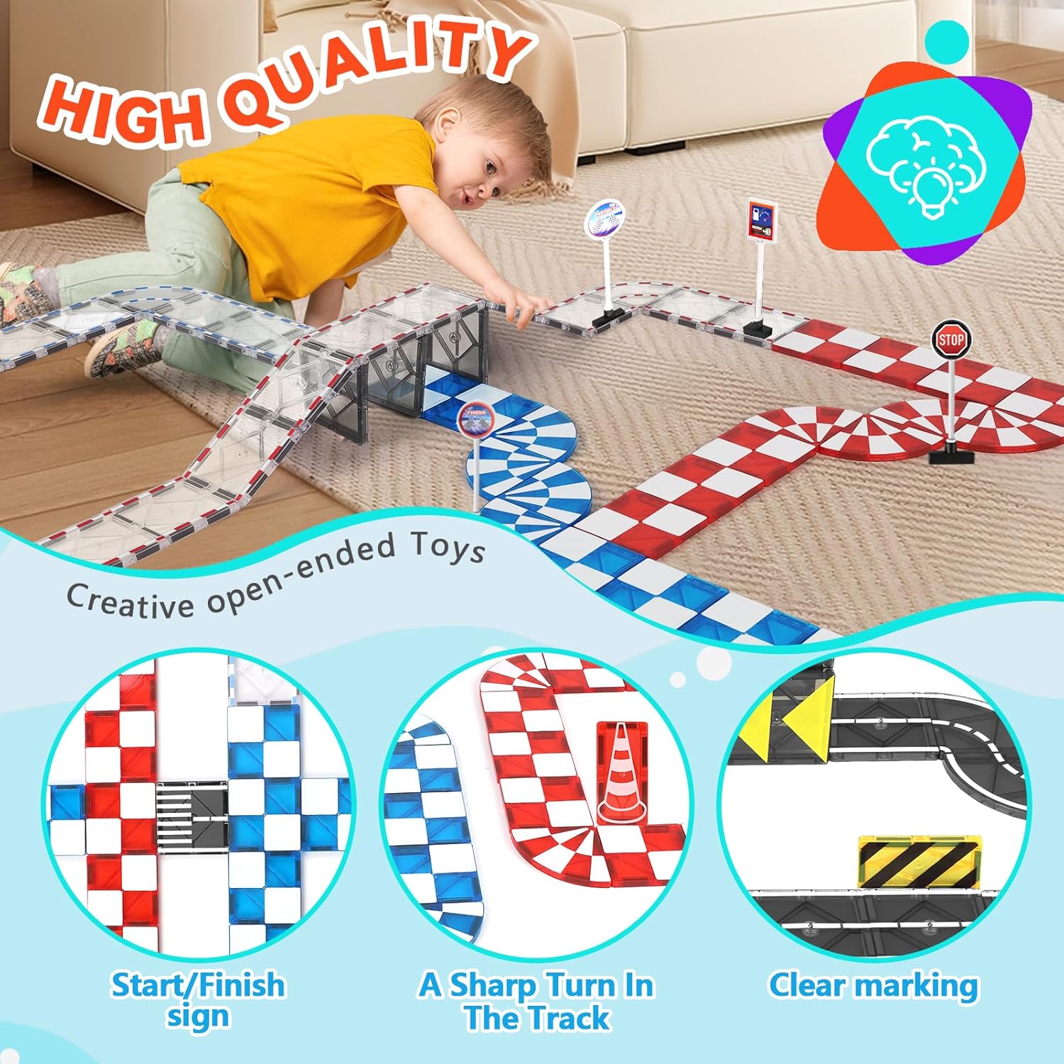 Magnetic Tiles Building Blocks for 3 4 5 6 7 8+ Years Old Boys Girls Colorful Magnet Stacking Toys Birthday Gift for Toddlers STEM Preschool Educational Construction Tiles Set Quick Pick Grocers