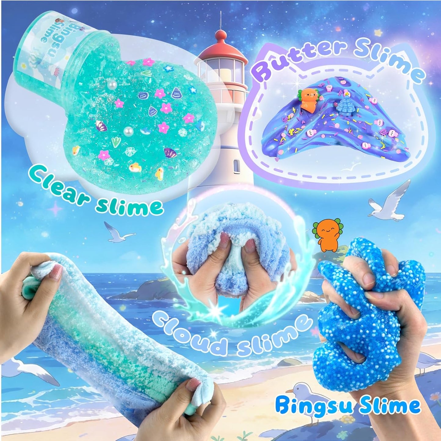 Cloud Slime kit for Girls Ages 8-12, Toys for Girls and Boys, for Kids Slime Set Party kit Goodie Bag Stuffers, 4 5 6 7 8 9 10 Year Old Girl Birthday Gift Cute Stuff Quick Pick Grocers