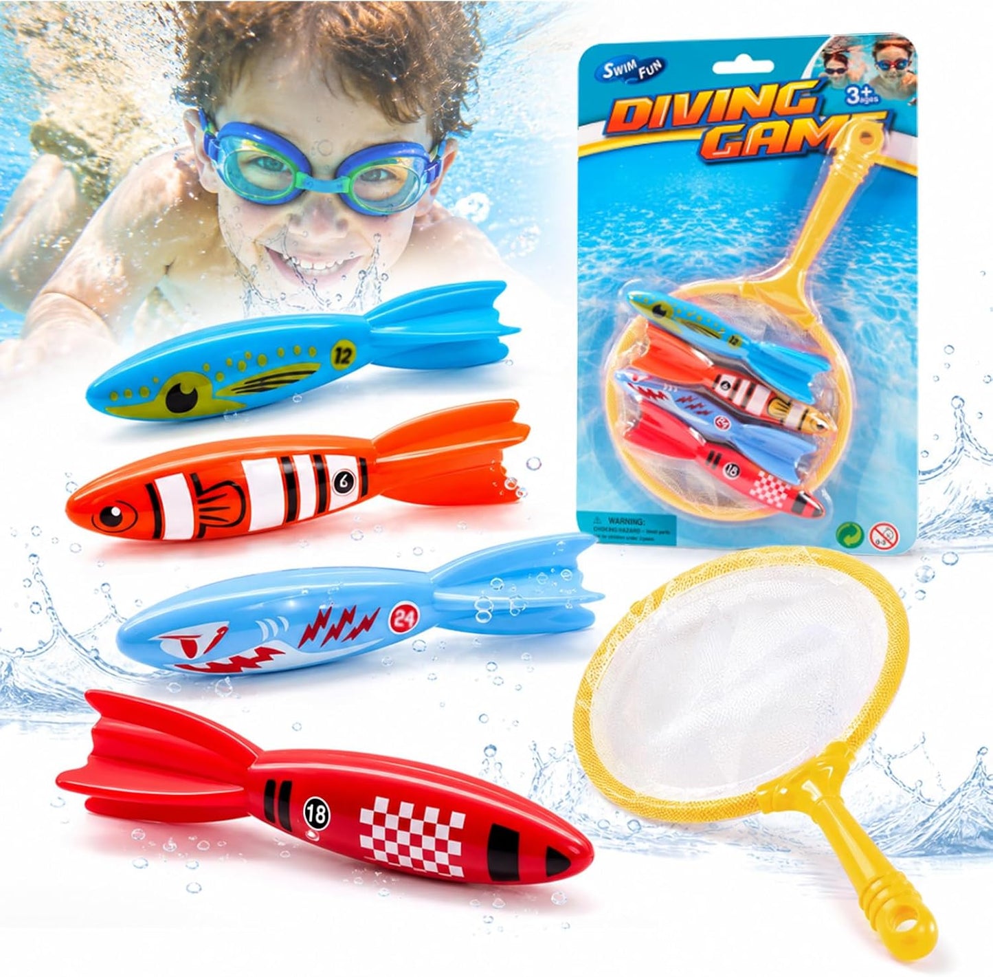 Diving Pool Toys, Bath Toys Set for Kids Shower Ages 3-12, Beach Essentials Water Toy Pool Games Summer Swim Water Dive Sinking Mermaid Toys Quick Pick Grocers