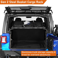 Hooke Road Rear Trunk Cargo Rack Basket Tray for 2007-2026 Jeep Wrangler JK JL 4-Door Hardtops, Sturdy Steel Shelf for Camping Trip Gear Quick Pick Grocers