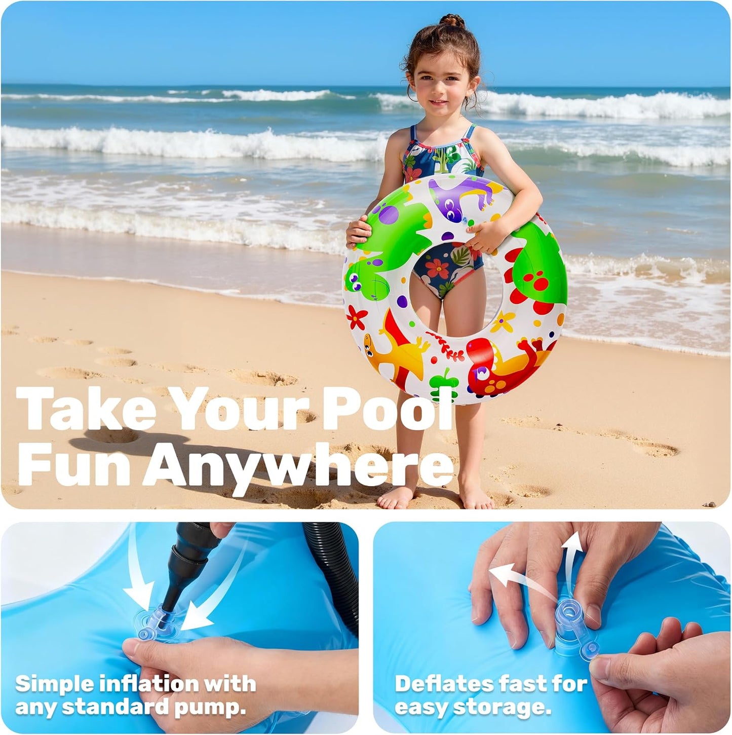 JOYIN 3 Pack Pool Floats, Pool Tube for Kids Swim Rings Inflatable Tubes, Floatie Ring Water Toys for Swimming, Summer Beach Party Quick Pick Grocers