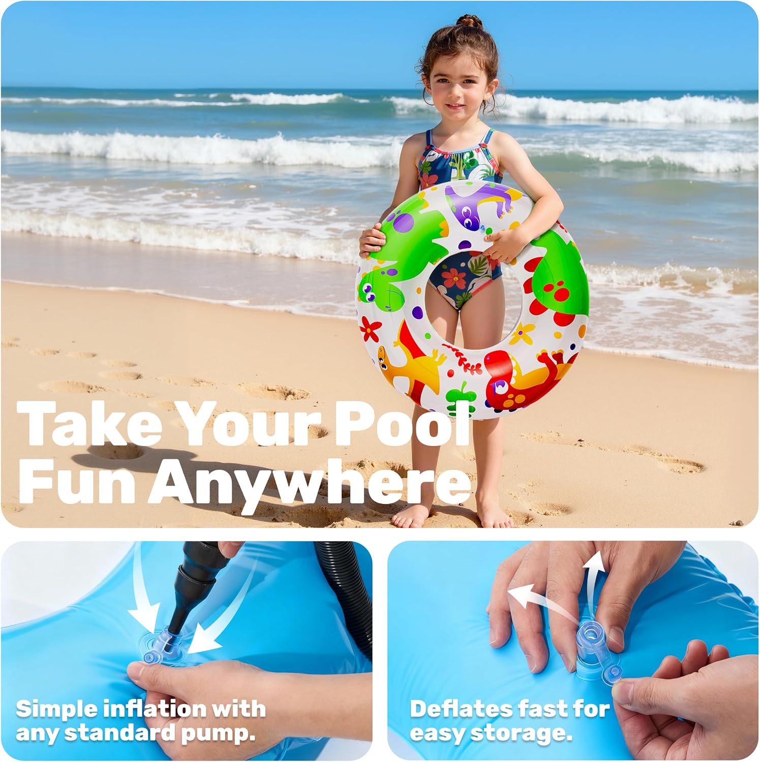JOYIN 3 Pack Pool Floats, Pool Tube for Kids Swim Rings Inflatable Tubes, Floatie Ring Water Toys for Swimming, Summer Beach Party Quick Pick Grocers
