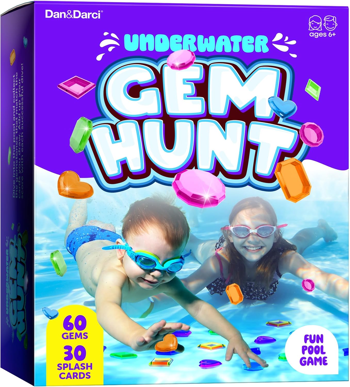 Dan&Darci Pool Gem Hunt Diving Game for Kids - Pools Toys for Kid Ages 6 7 8 9 10 11 12 Year Old - Water Games Swimming Dive Toy - Gifts for Girls, Boy Ages 6-8, 8-12, Summer Fun Quick Pick Grocers