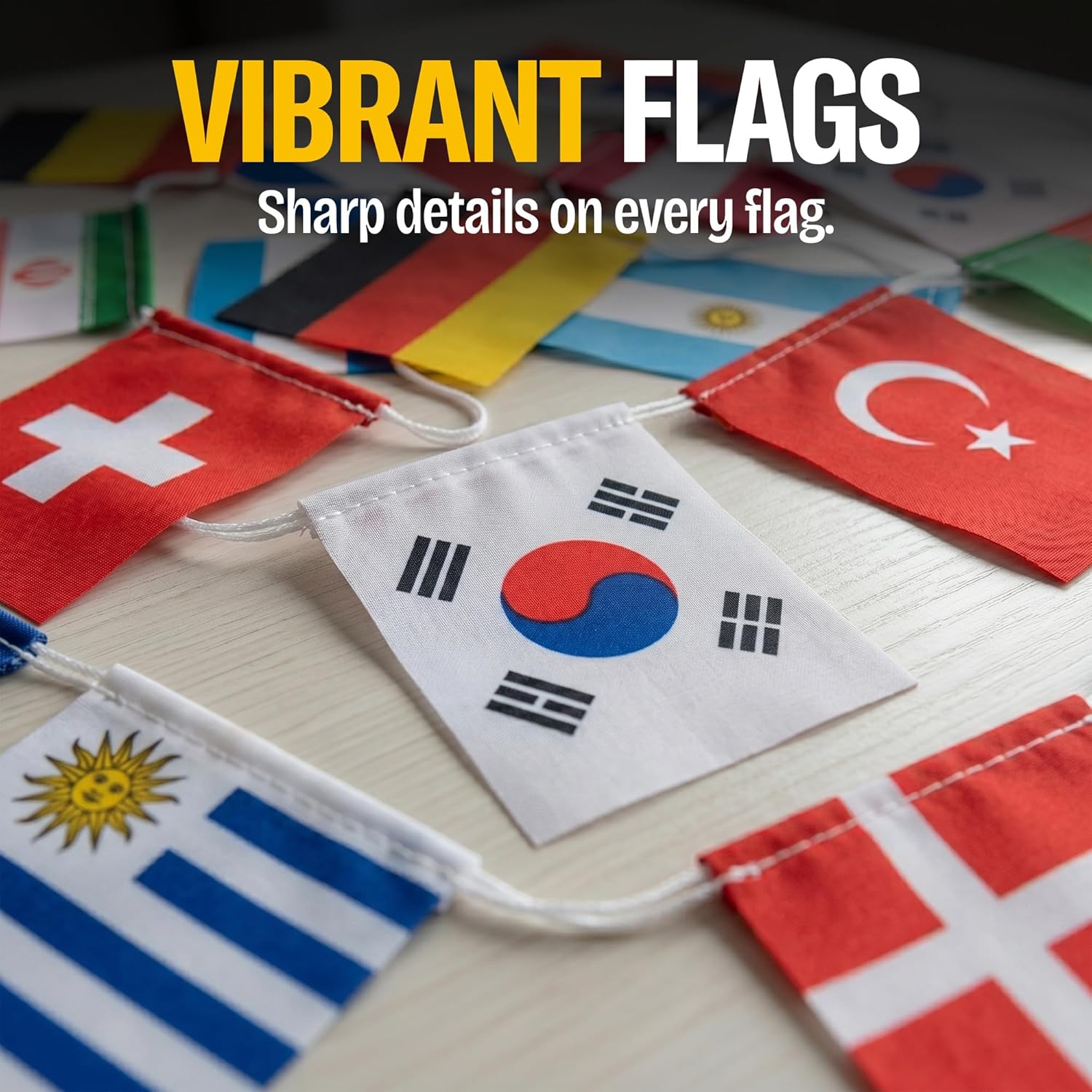 2026 World Cup Flag Bunting String, Double-Sided Polyester Rope 15m - Soccer tournament Bunting Banner for Party Decorations for Tournaments, Garden Streets & Pub Bar Quick Pick Grocers