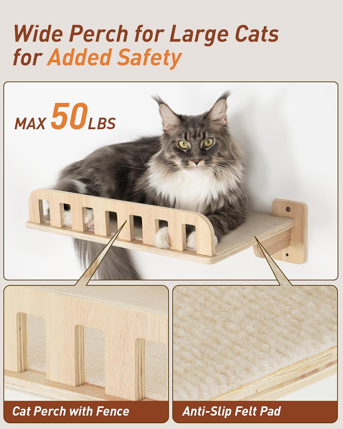 Cat Wall Shelves for Large Cats, 5-in-1 Cat Wall Furniture with Large Hammock and Wide Perch, Wooded Wall Climbing Furniture Set for Indoor Cats Quick Pick Grocers