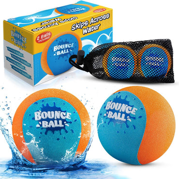 Bambilo Water Skipping Ball | 2-Pack Bounce Balls | Water Bouncing Beach Balls & Grip Ball | Pool Toys for Kids Age 5-8-12 | Great Summer Water Toy for Beach Swimming Pool River Lake Quick Pick Grocers