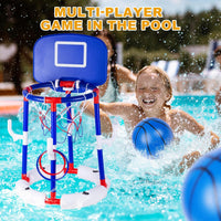 2-in-1 Poor Toy Basketball & Ring Toss Game with 4 Balls, 6 Rings&Pump, Summer Pool Toys Outdoor Water Fun Family Party for Age 3-12 Quick Pick Grocers