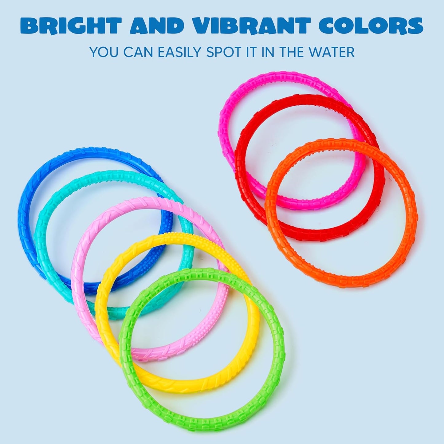 JOYIN Dive Circles Pool Toys, 8 Pcs Colorful Pool Rings for Kids, Underwater Training Swimming Diving Toy for Kids Gifts Summer Swim Water Fun Games Quick Pick Grocers