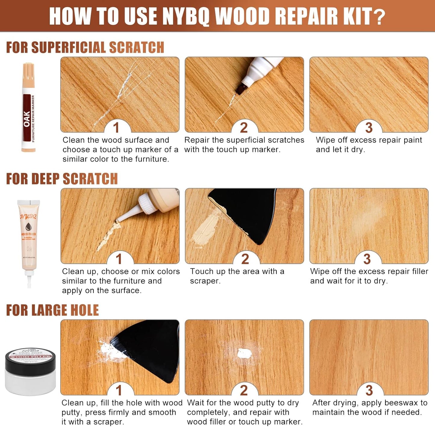 Wood Furniture Repair Kit- Set of 41 Laminate Vinyl Floor Repair Kit Wood Fillers,Floor Scratch Repair, Touch Up Markers, Restore Hardwood Scratches, Cracks, Hole for Floor, Table, Door, Cabinet Quick Pick Grocers