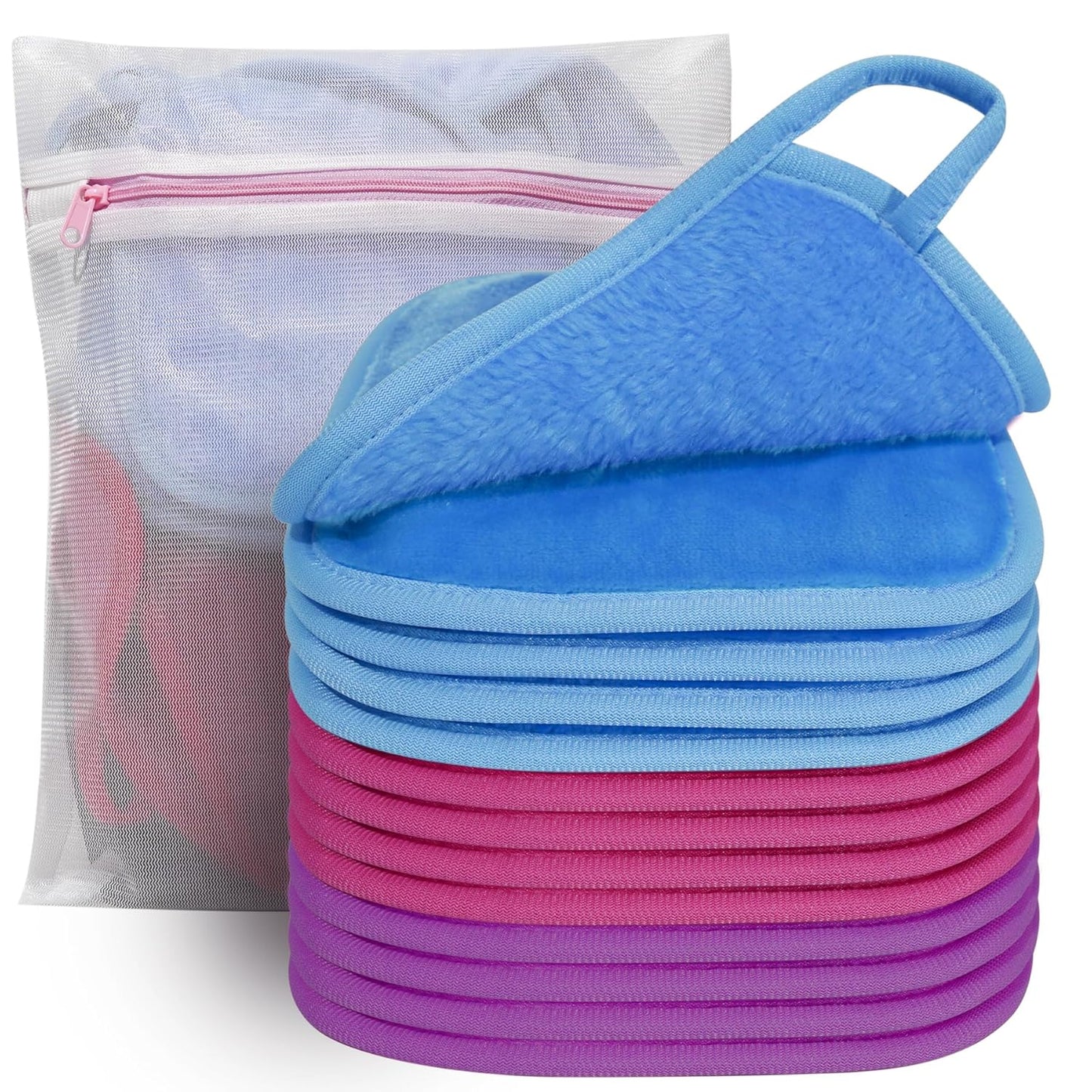KODAMO Makeup Remover Cloth, 12 Pack Reusable Makeup Remover Towels with Washable Travel Bag, Microfiber Face Wash Cloths for Women All Skin Types Quick Pick Grocers