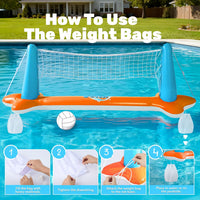 JOYIN Inflatable Pool Float Set Volleyball Net & Basketball Hoops, Balls Included for Kids and Adults Swimming Game Toy, Summer Floaties, Volleyball Court |Basketball Quick Pick Grocers