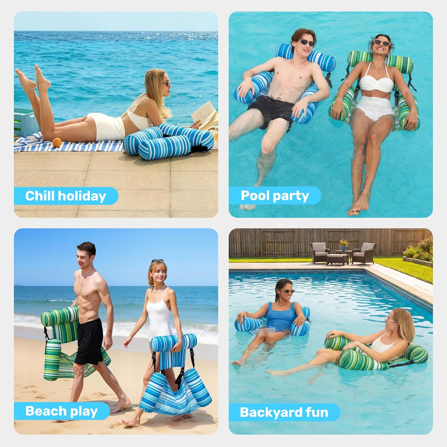 SLOOSH Inflatable Pool Floats Adult,2 Packs Floating Lounge Chairs,Blow up Pool Noodles for Adult Heavy Duty,Floating Chair for Party Summer Water Beach Lake Fun Quick Pick Grocers