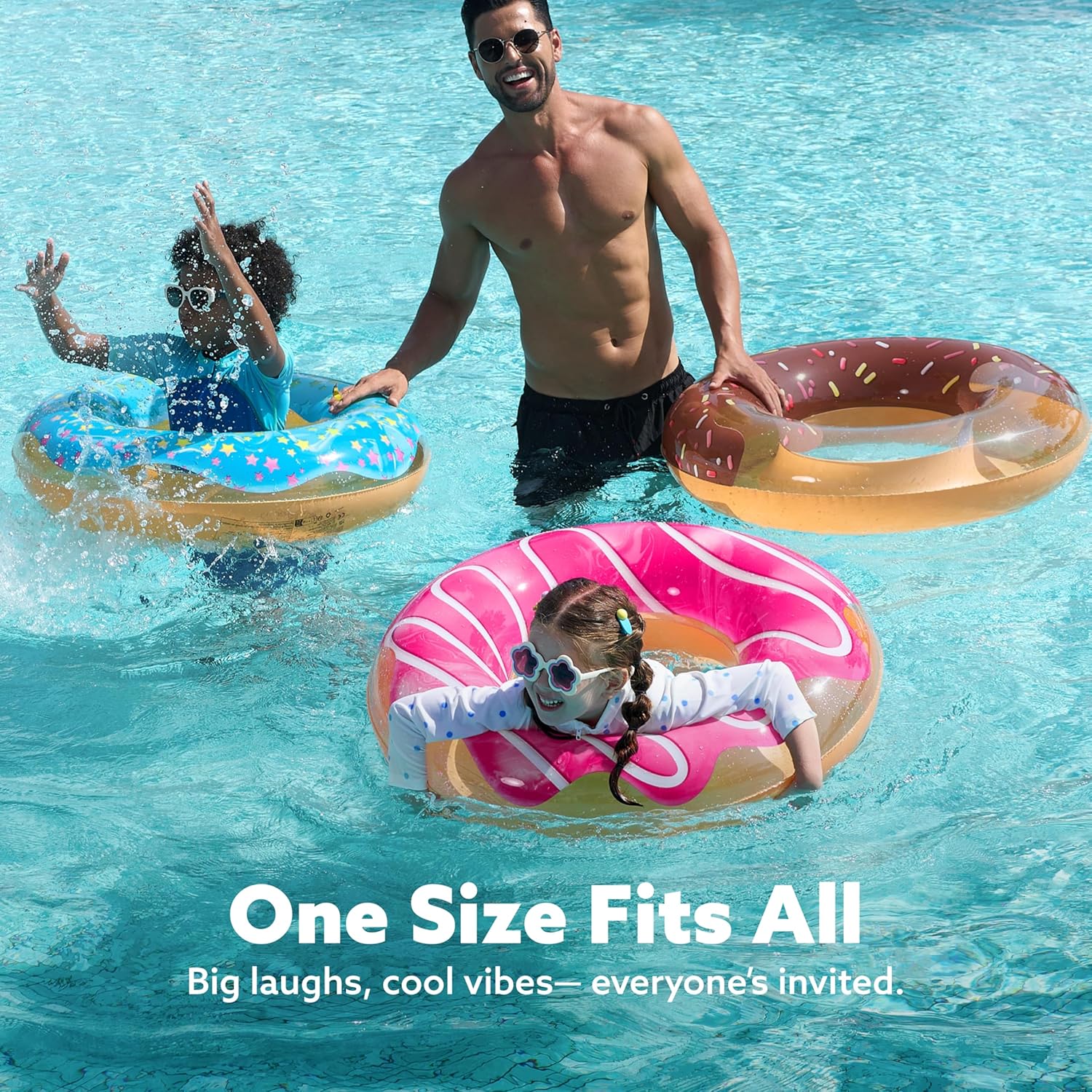 JOYIN 3 Pack Pool Floats, Pool Tube for Kids Swim Rings Inflatable Tubes, Floatie Ring Water Toys for Swimming, Summer Beach Party Quick Pick Grocers