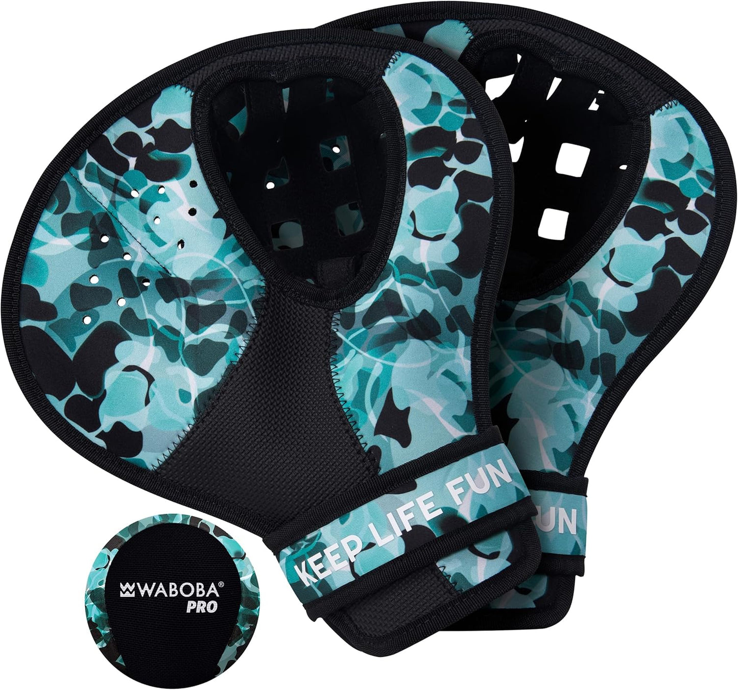 Waboba Catch Water Gloves Pro Water Bouncing Ball Set - for Beach Games & Swimming Pool Toys – 2 Baseball Style Mitts for Catching Water Balls – One Size Ambidextrous Design, Black Quick Pick Grocers