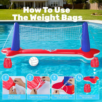JOYIN Inflatable Pool Float Set Volleyball Net & Basketball Hoops, Balls Included for Kids and Adults Swimming Game Toy, Summer Floaties, Volleyball Court |Basketball Quick Pick Grocers