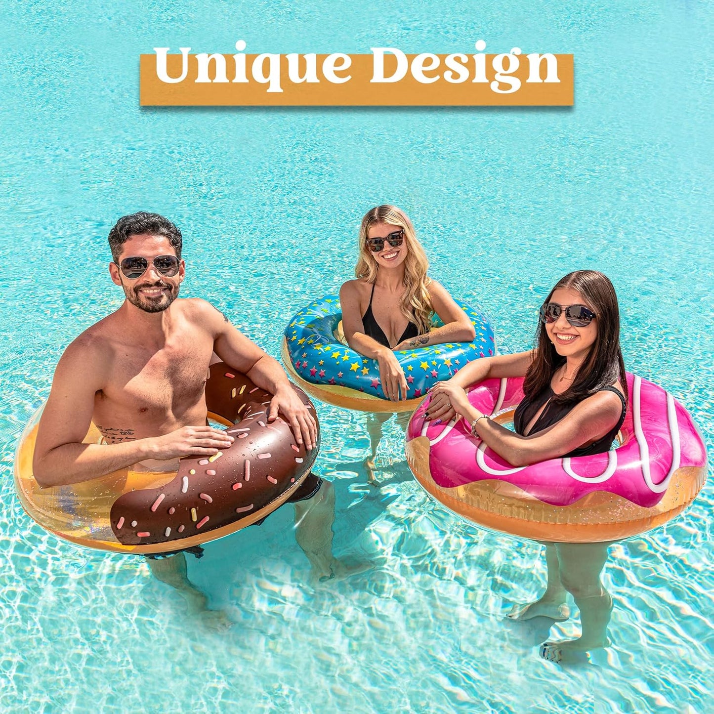 JOYIN 3 Pack Pool Floats, Pool Tube for Kids Swim Rings Inflatable Tubes, Floatie Ring Water Toys for Swimming, Summer Beach Party Quick Pick Grocers