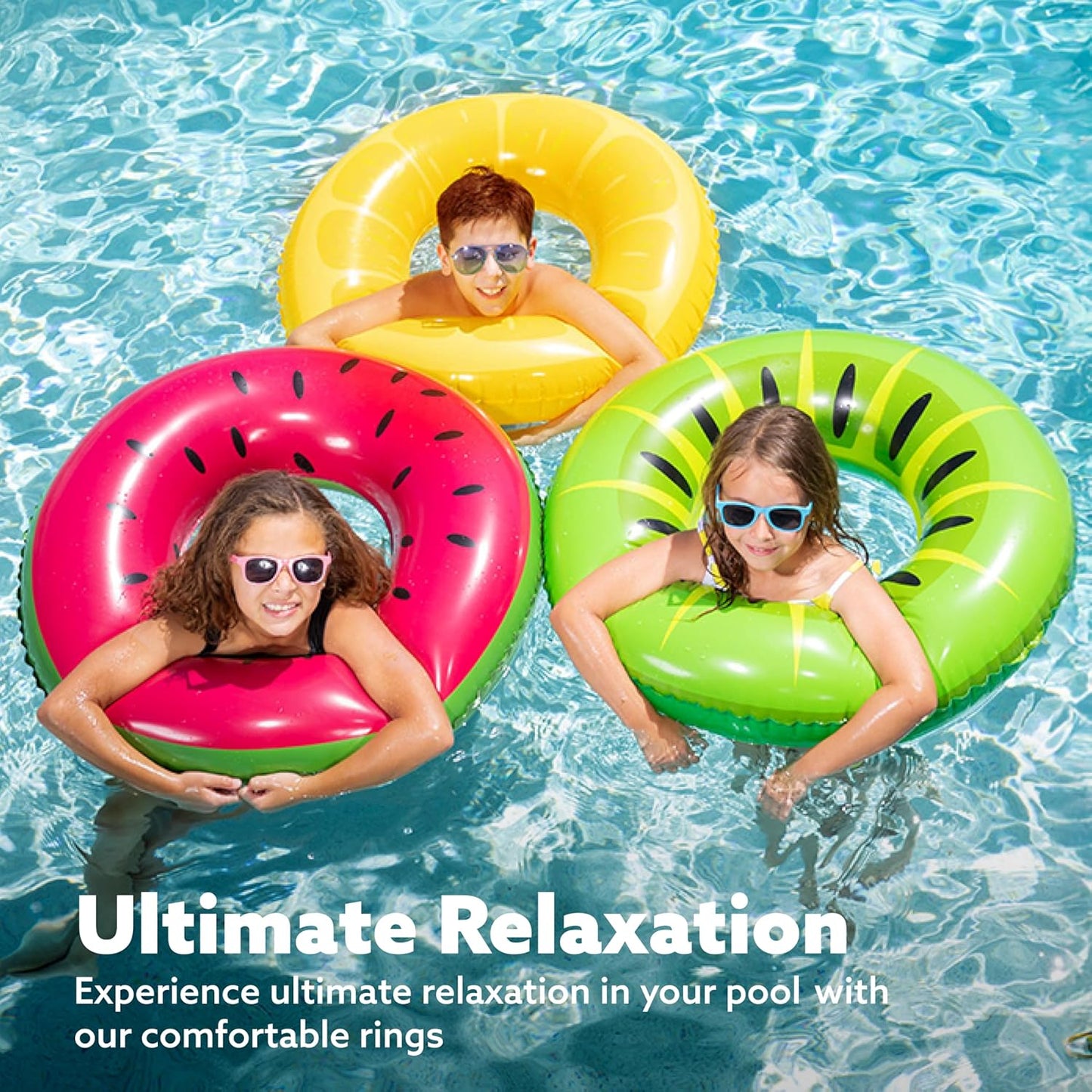 JOYIN 3 Pack Pool Floats, Pool Tube for Kids Swim Rings Inflatable Tubes, Floatie Ring Water Toys for Swimming, Summer Beach Party Quick Pick Grocers