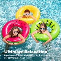 JOYIN 3 Pack Pool Floats, Pool Tube for Kids Swim Rings Inflatable Tubes, Floatie Ring Water Toys for Swimming, Summer Beach Party Quick Pick Grocers